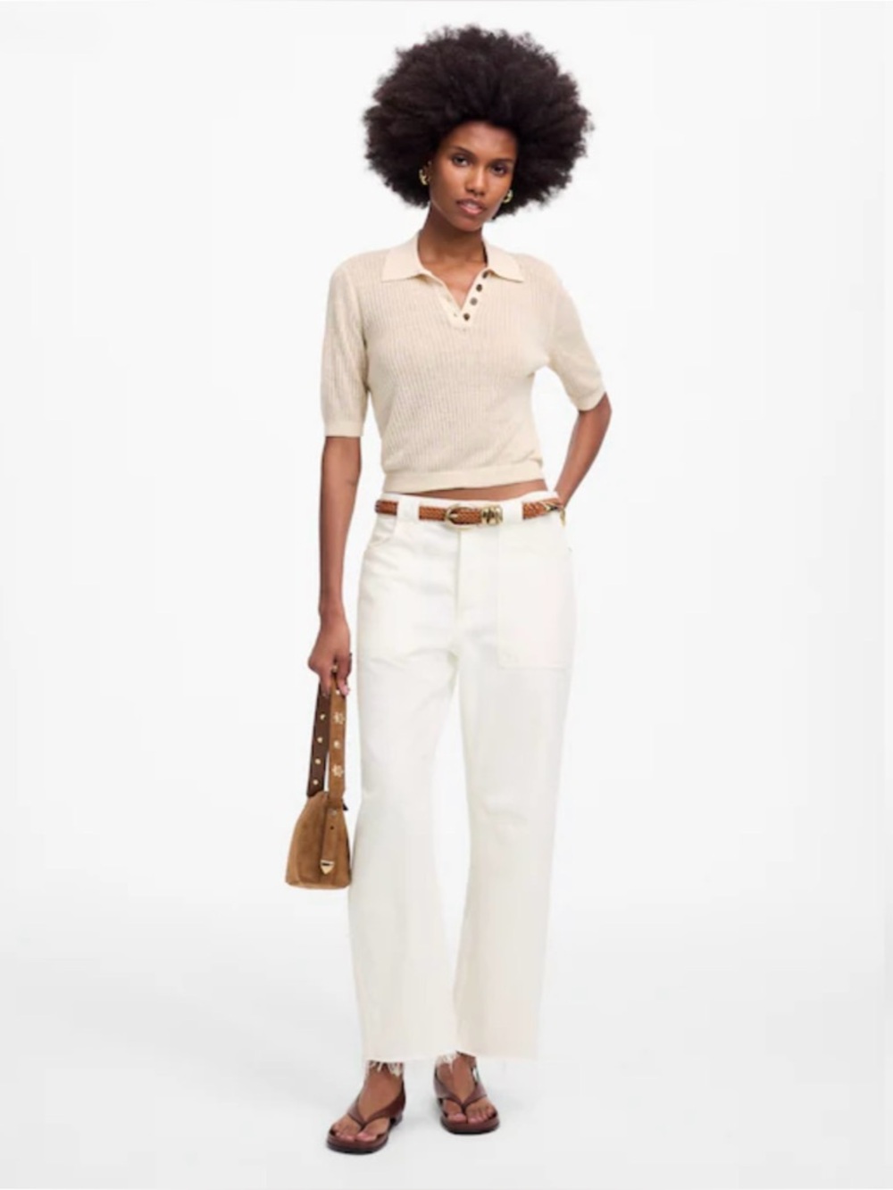 NWT Madewell The Darted Barrel-Leg Jean Tile White